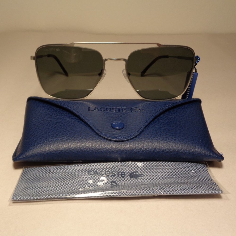 Lacoste L105SND Silver New Men's Aviator Sunglasses